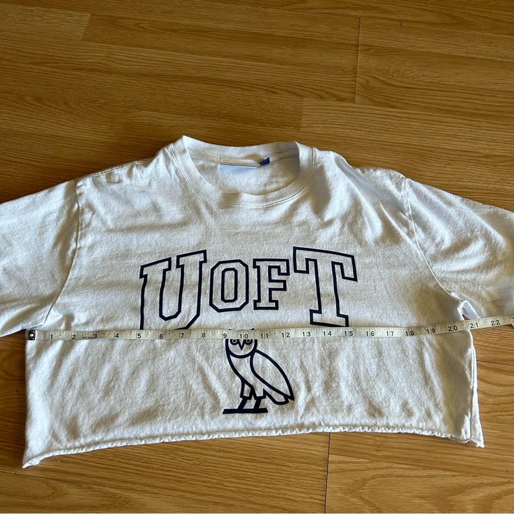 OVO x University of Toronto Cropped White Logo T-Shirt Small - Picture 4 of 6